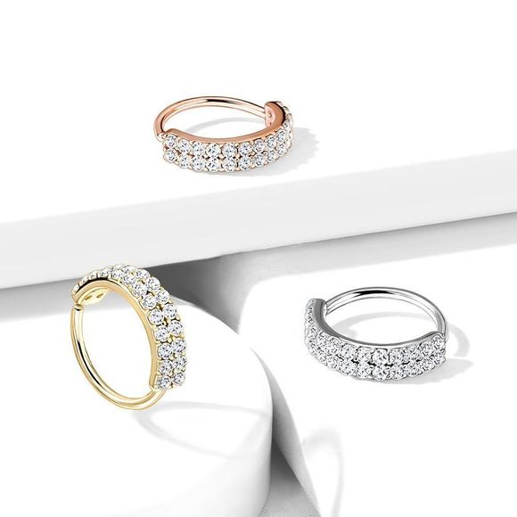 Jewelry - Double Lined CZ Half Circle Bendable Hoop